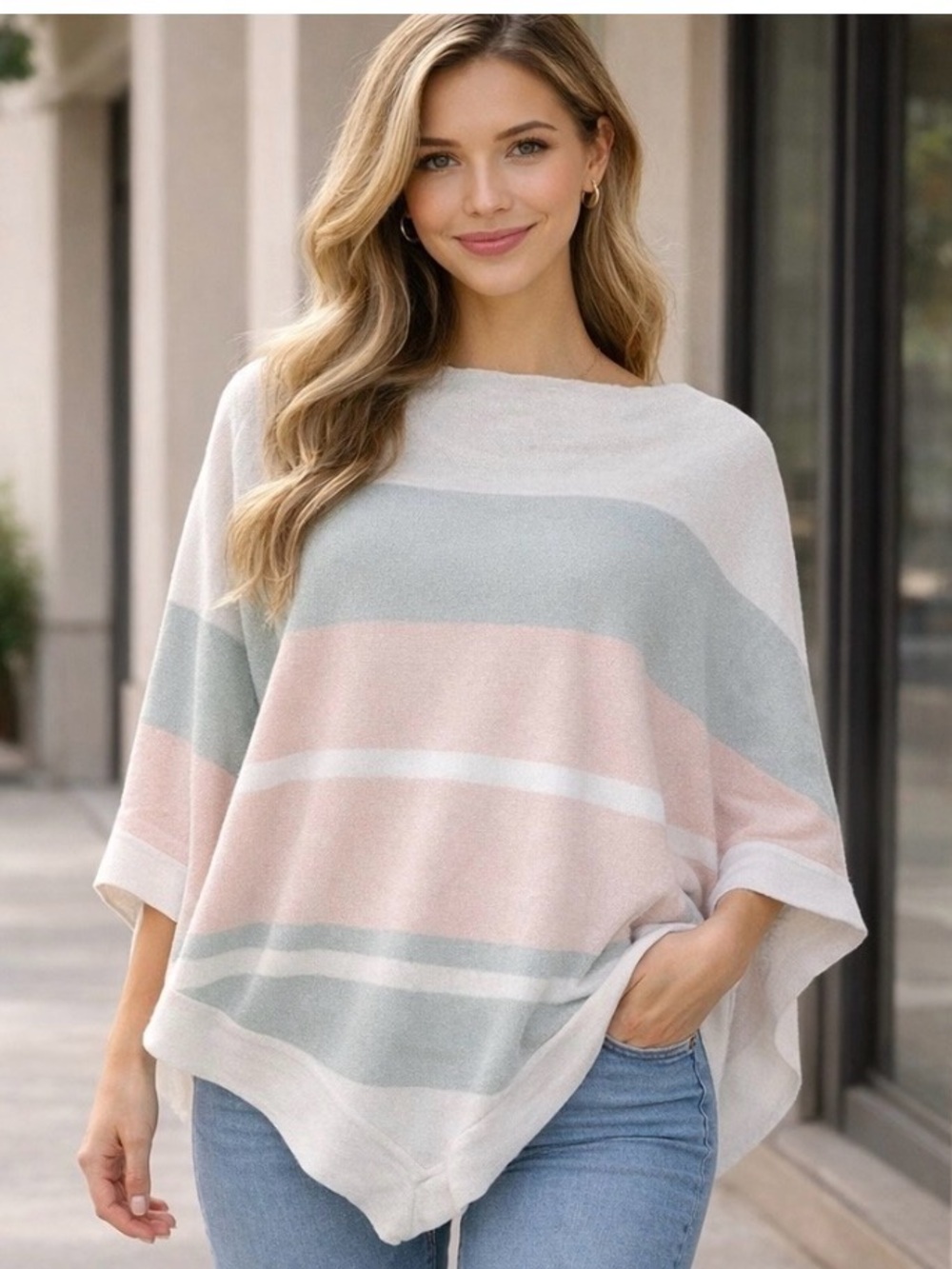 NWT Barefoot Dreams CozyChic Ultra Lite Ocean Breeze Poncho